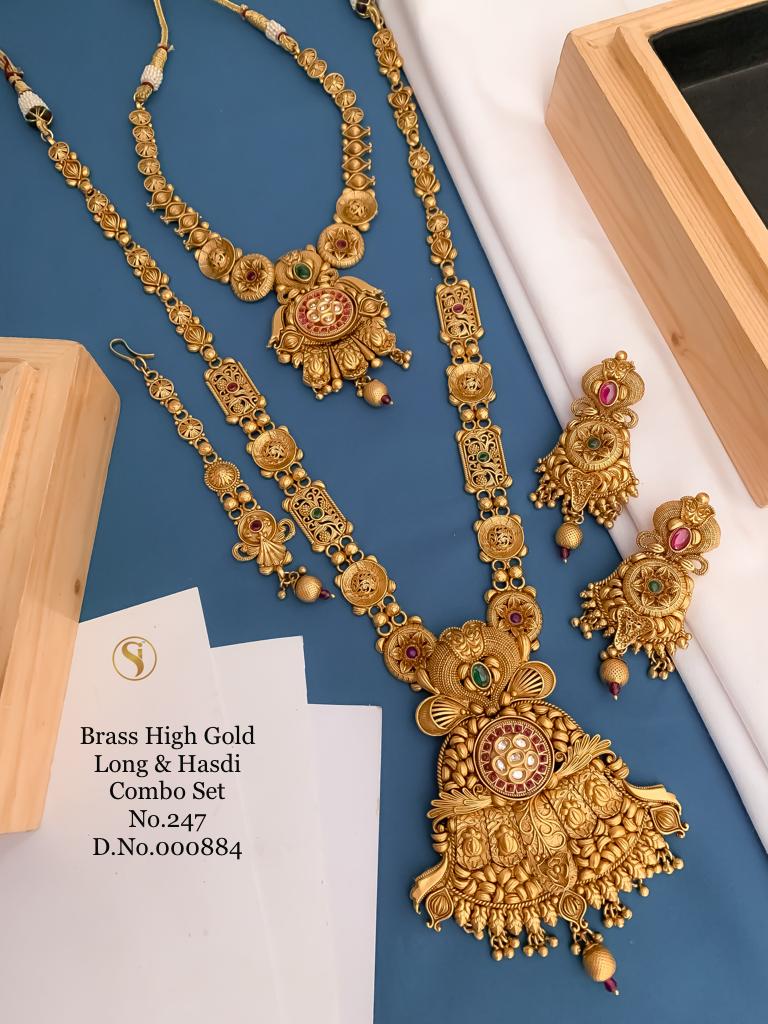 24 BH Brass High Gold Wedding Wear Long Set Wholesale Shop In Surat
